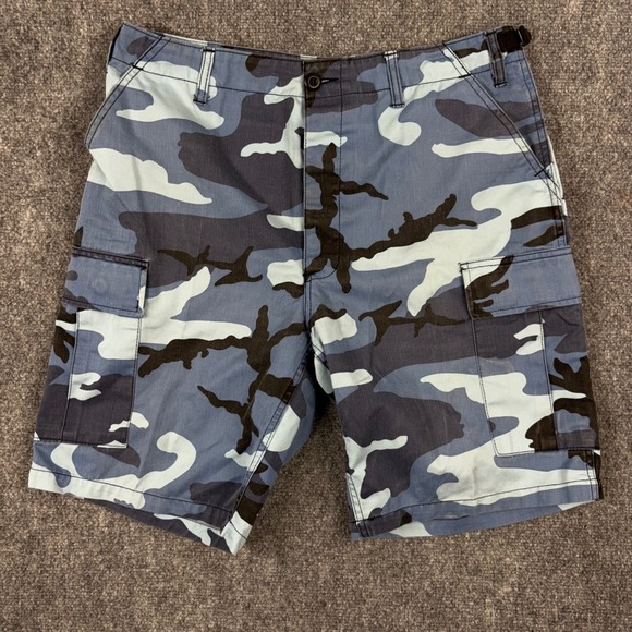 Rothco Ultra Force Blue Camo Cotton Blend Cargo Shorts Size Medium - Picture 1 of 6
